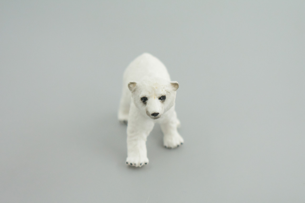 Polar Bear Cub, Baby, Walking, Museum Quality, Educational, Hand Painted, Rubber Animal, Realistic, Diorama, Toy, Kids, Gift,   3  Inches.  CH827 BB194