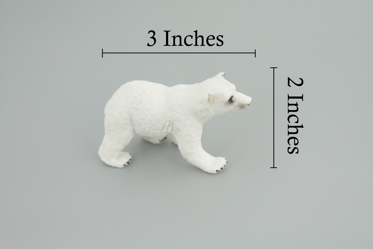 Polar Bear Cub, Baby, Walking, Museum Quality, Educational, Hand Painted, Rubber Animal, Realistic, Diorama, Toy, Kids, Gift, 3 Inches. CH827 BB194