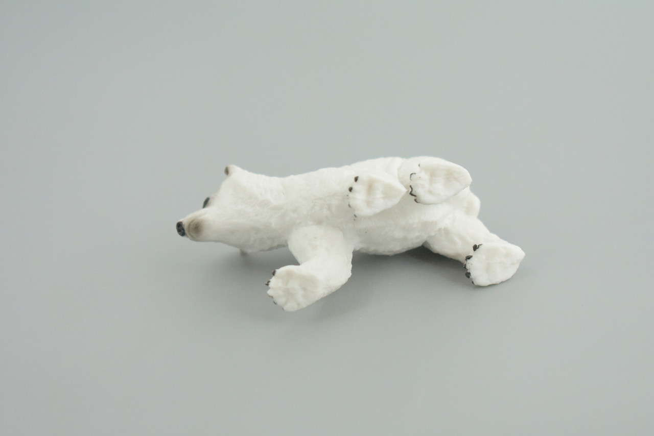 Polar Bear Cub, Baby, Walking, Museum Quality, Educational, Hand Painted, Rubber Animal, Realistic, Diorama, Toy, Kids, Gift,   3  Inches.  CH827 BB194