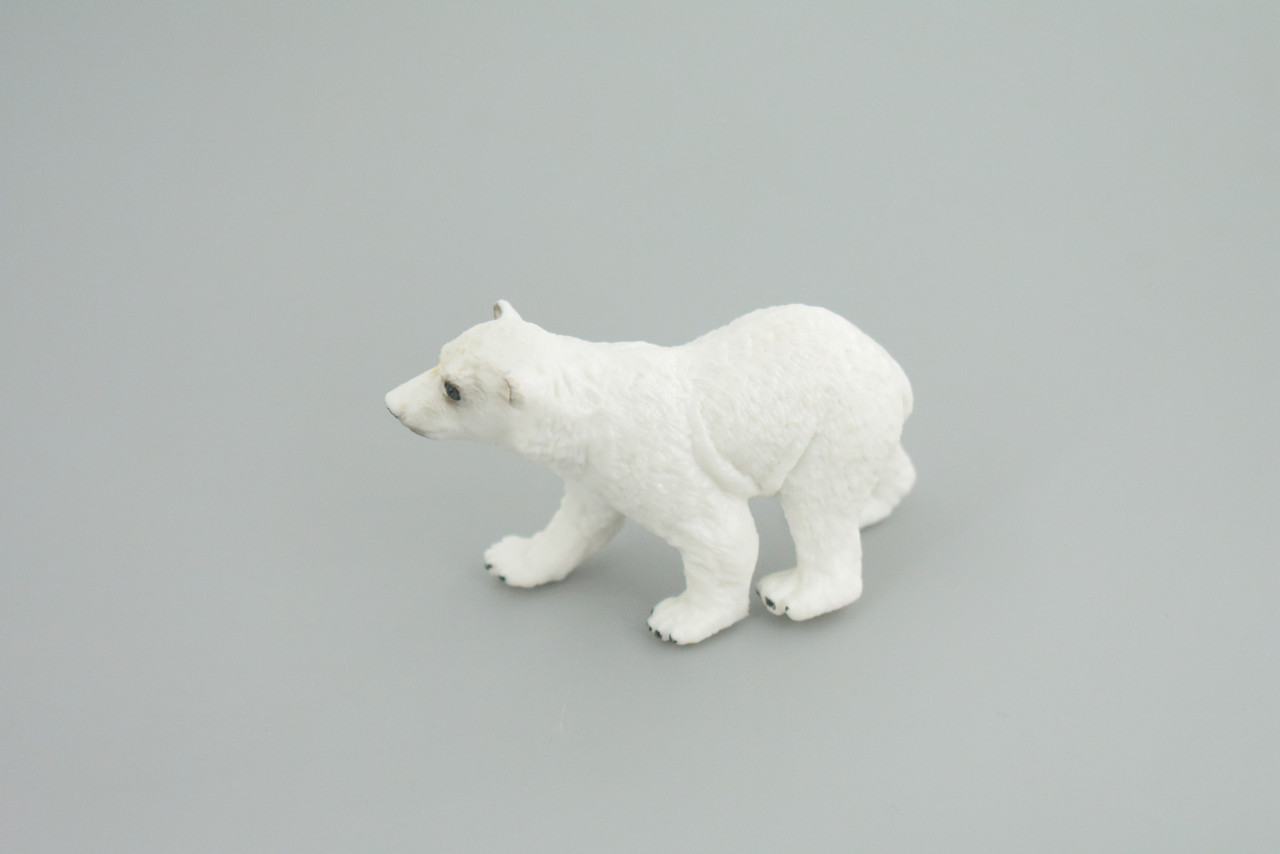 Polar Bear Cub, Baby, Walking, Museum Quality, Educational, Hand Painted, Rubber Animal, Realistic, Diorama, Toy, Kids, Gift,   3  Inches.  CH827 BB194
