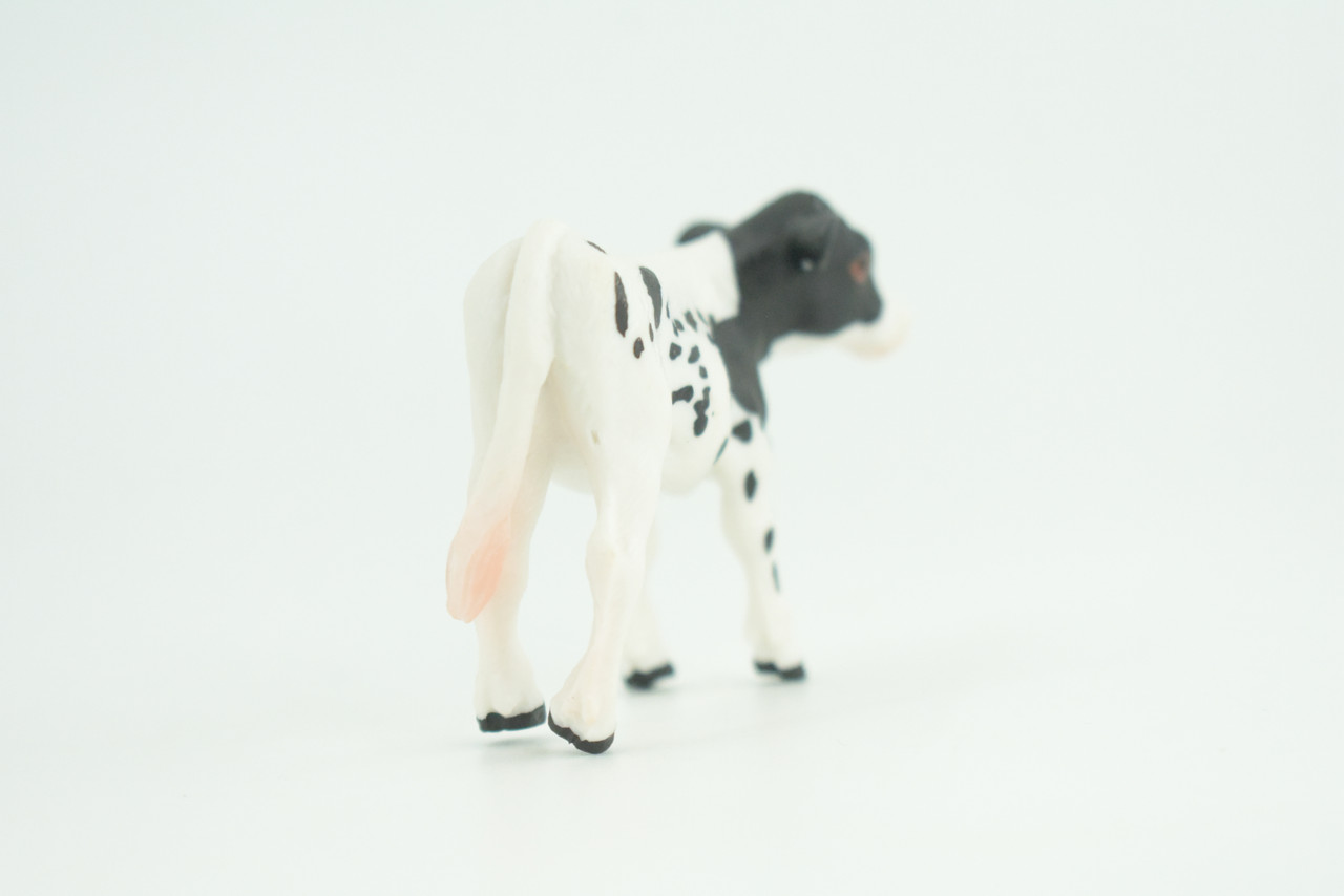 Holstein Dairy Cow Calf, Baby,  Educational, Hand Painted, Museum Quality, Realistic, Rubber Animal, Realistic, Diorama, Toy, Kids, Gift,  3 Inches.  CH830 BB194 