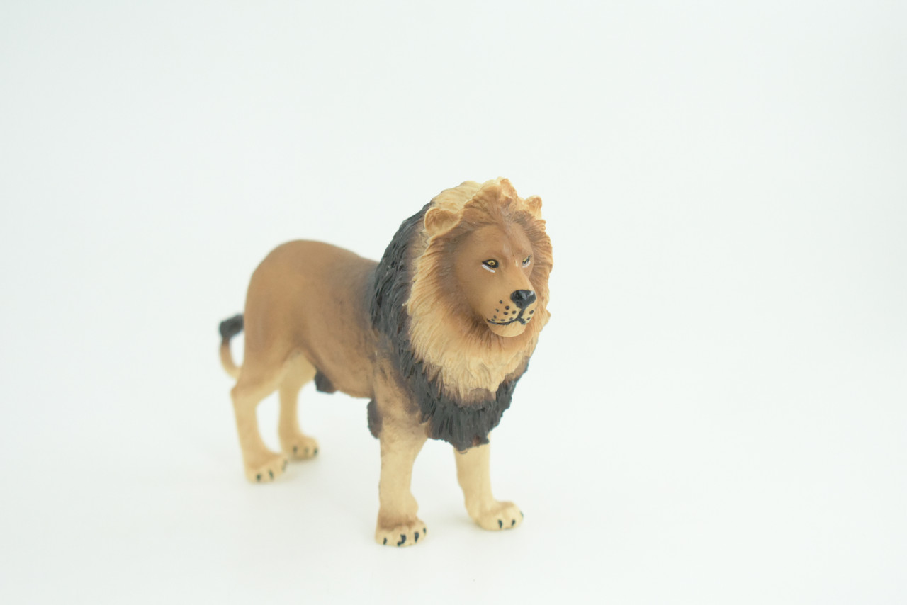 Lion, Male, King of the jungle, Museum Quality, Educational, Hand Painted, Rubber Animal, Realistic, Diorama, Toy, Kids, Gift,   5  Inches.  CH837 BB195  
