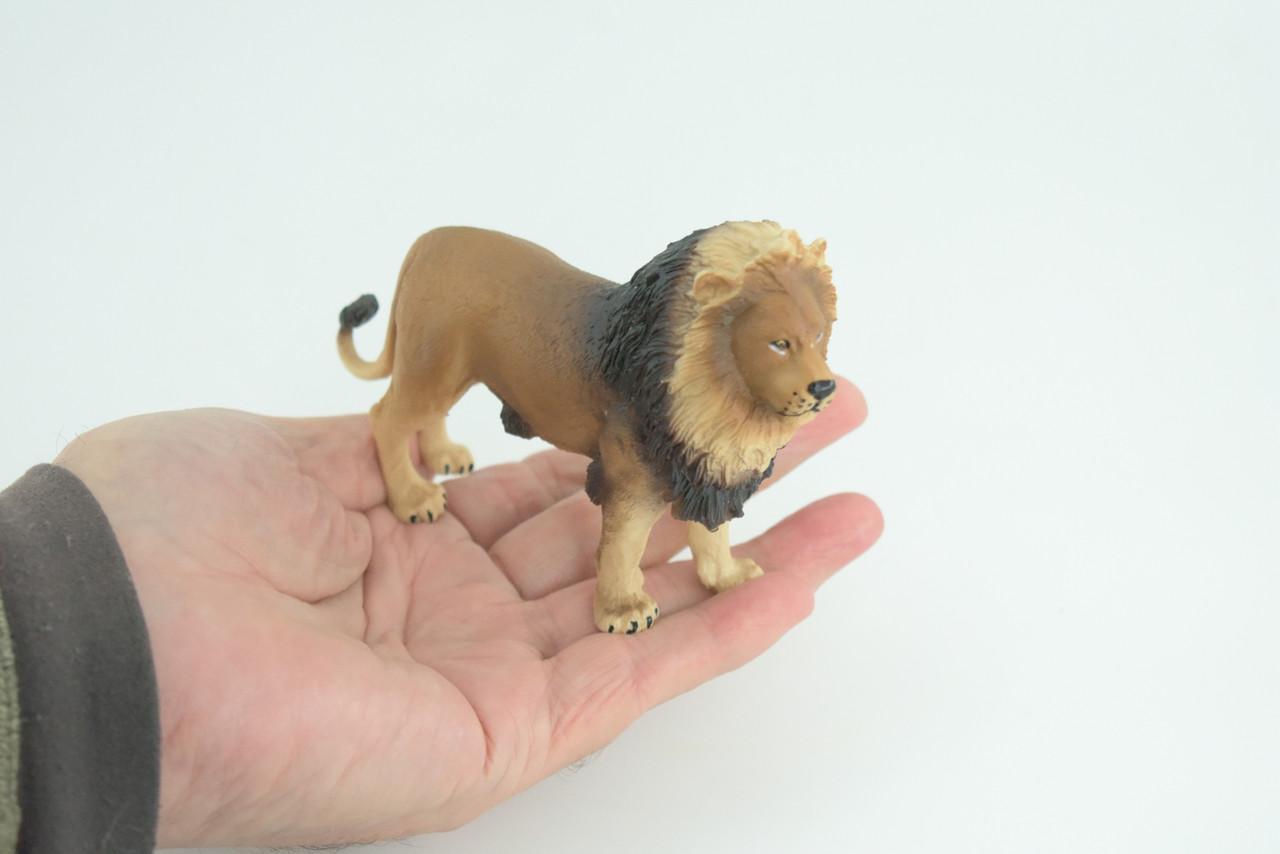Lion, Male, King of the jungle, Museum Quality, Educational, Hand Painted, Rubber Animal, Realistic, Diorama, Toy, Kids, Gift, 5 Inches. CH837 BB195 