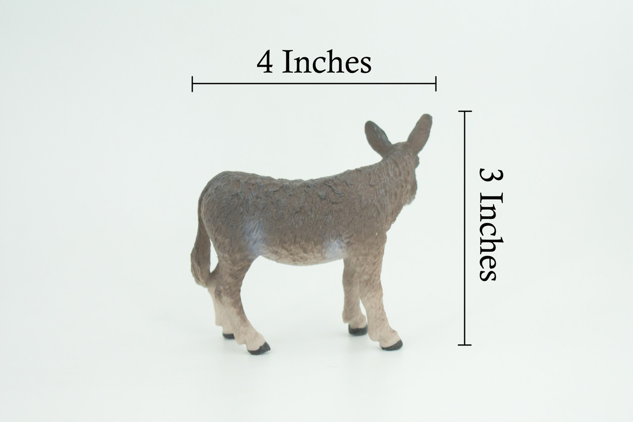 Donkey, Hand Painted, Museum Quality, Educational, Desert, Rubber Animal, Very Realistic Burro, Diorama, Toy, Kids, Gift, 4 Inches. CH846 BB197