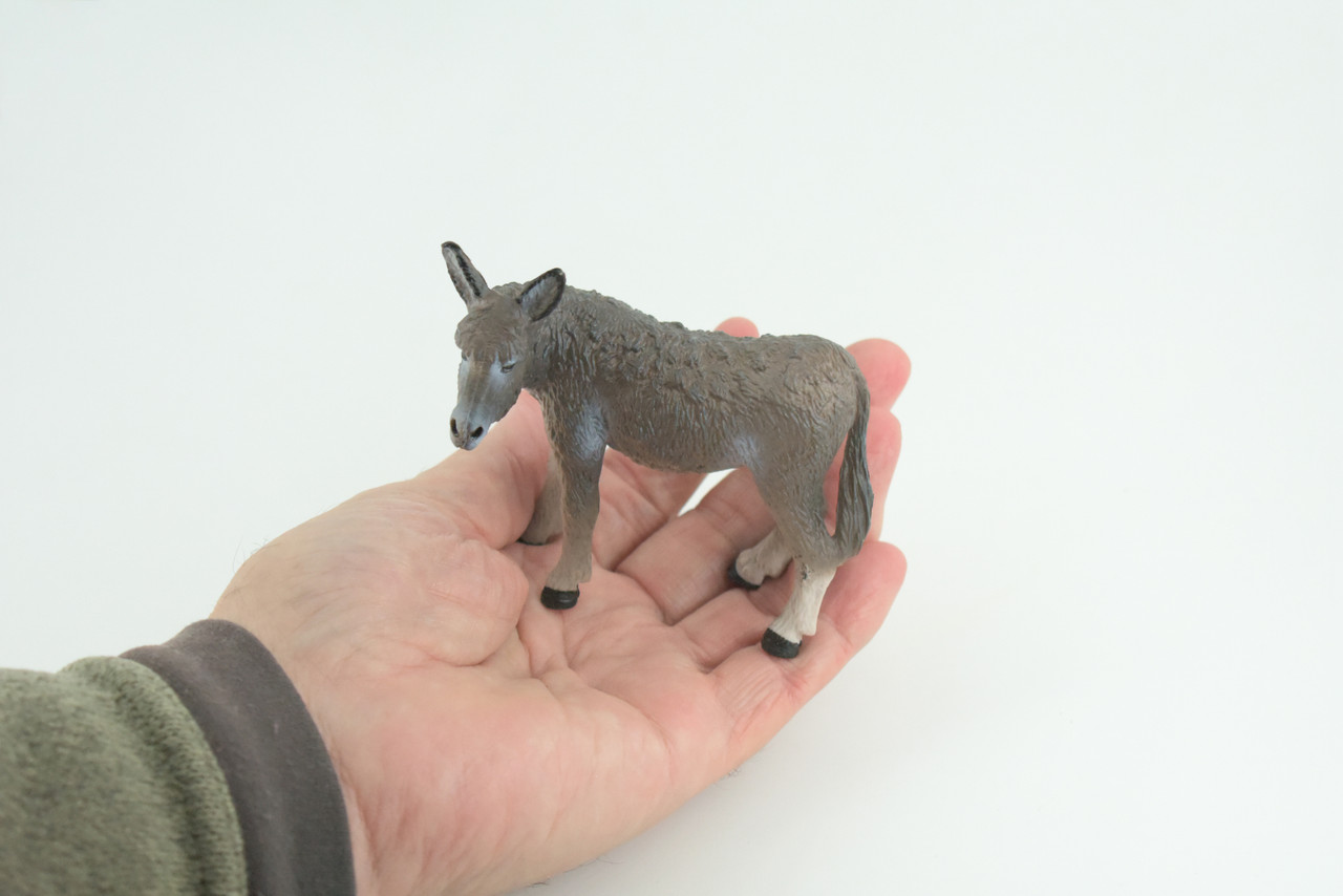 Donkey, Hand Painted, Museum Quality, Educational, Desert, Rubber Animal, Very Realistic Burro, Diorama, Toy, Kids, Gift, 4 Inches. CH846 BB197