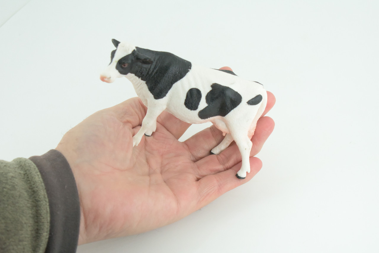 Holstein Dairy Cow, Educational, Hand Painted, Museum Quality, Realistic, Rubber Animal, Realistic, Diorama, Toy, Kids, Gift, 5 Inches. CH849 BB197