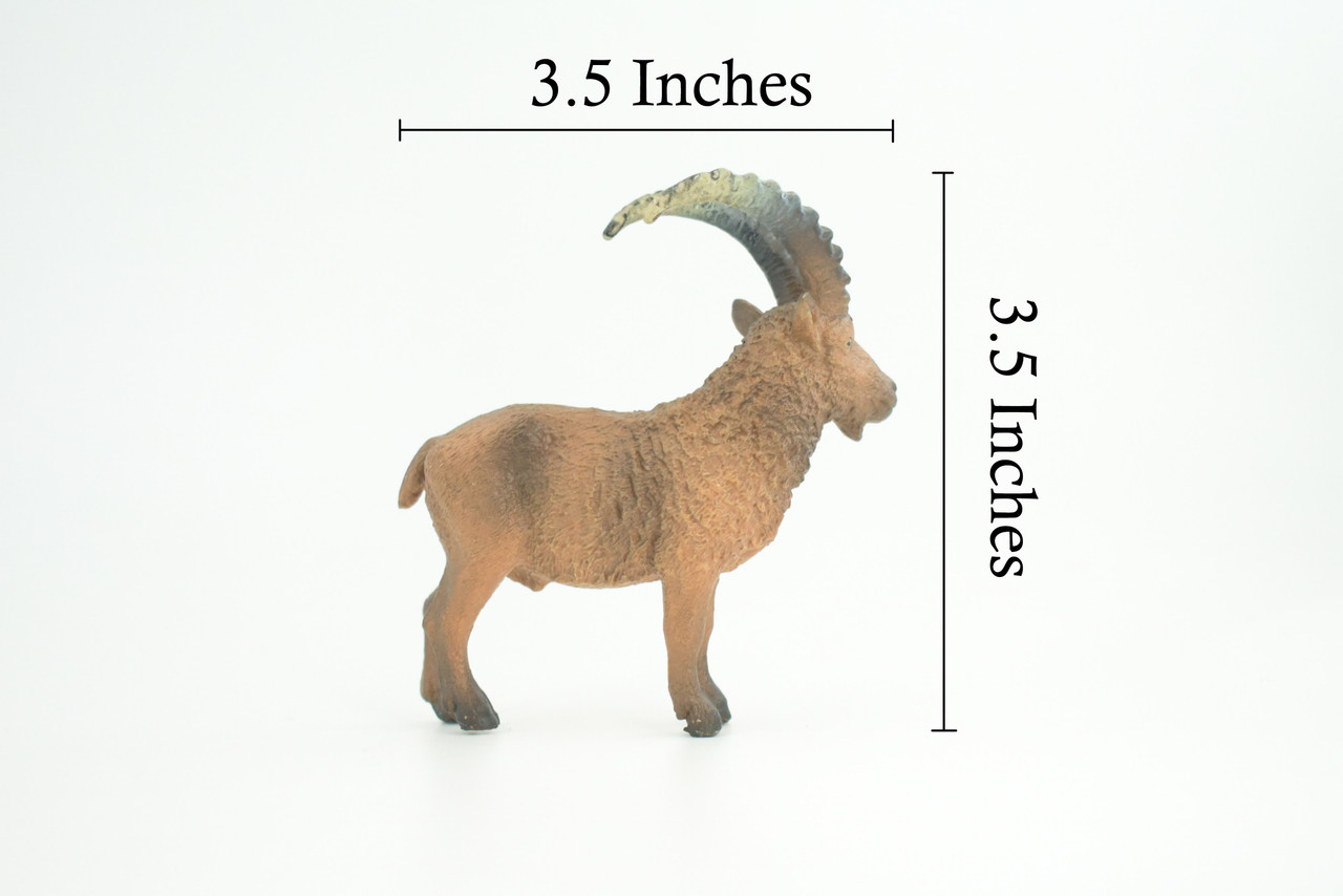 Alpine ibex Mountain Goat, Hand Painted, Museum Quality, Educational, Rubber Animal, Very Realistic Goat, Diorama, Toy, Kids, Gift, 3 1/2 Inches. CH856 BB198