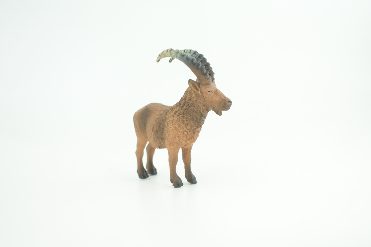 Alpine ibex Mountain Goat, Hand Painted, Museum Quality, Educational, Rubber Animal, Very Realistic Goat, Diorama, Toy, Kids, Gift,   3 1/2 Inches.  CH856 BB198  