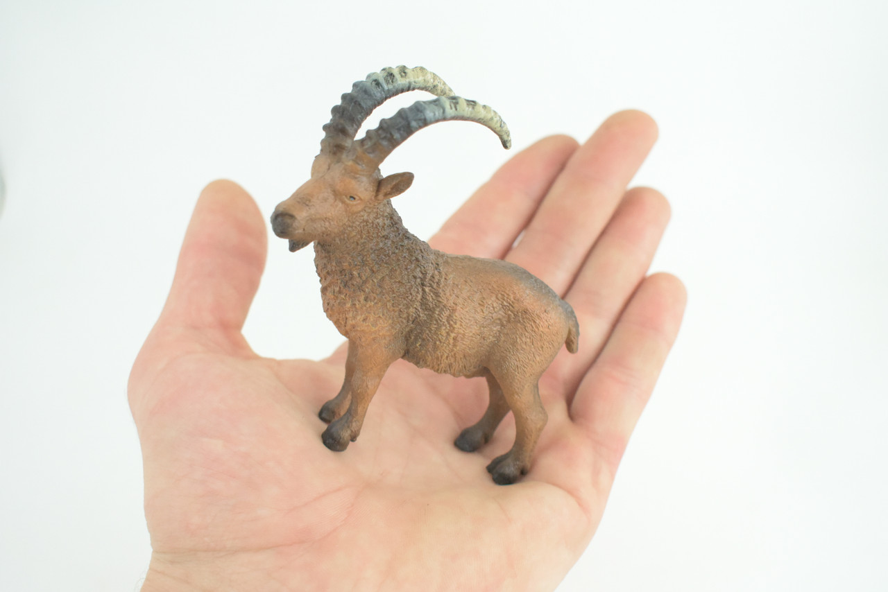 Alpine ibex Mountain Goat, Hand Painted, Museum Quality, Educational, Rubber Animal, Very Realistic Goat, Diorama, Toy, Kids, Gift, 3 1/2 Inches. CH856 BB198