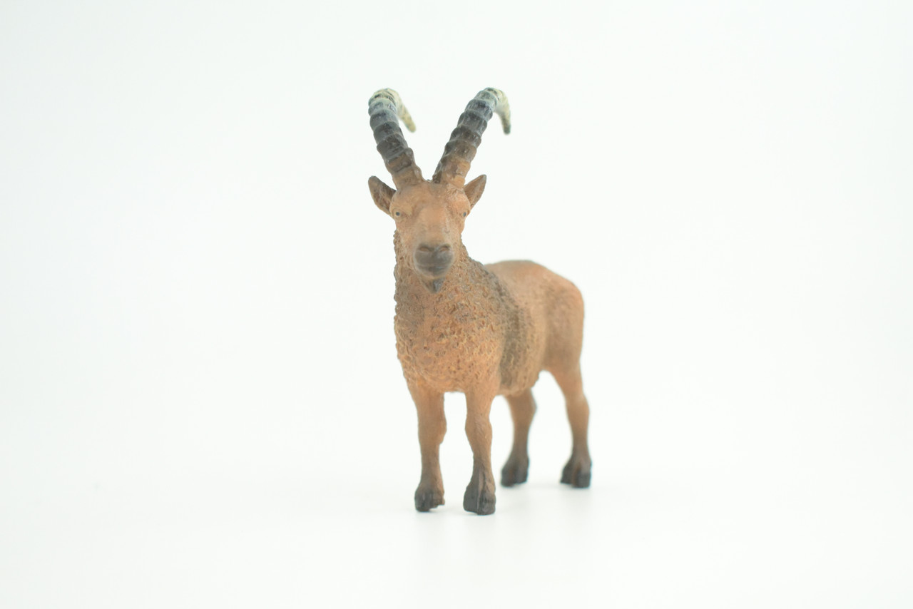 Alpine ibex Mountain Goat, Hand Painted, Museum Quality, Educational, Rubber Animal, Very Realistic Goat, Diorama, Toy, Kids, Gift,   3 1/2 Inches.  CH856 BB198  