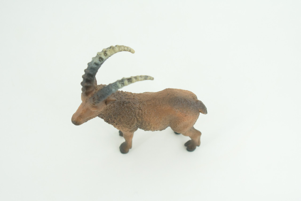 Alpine ibex Mountain Goat, Hand Painted, Museum Quality, Educational, Rubber Animal, Very Realistic Goat, Diorama, Toy, Kids, Gift,   3 1/2 Inches.  CH856 BB198  