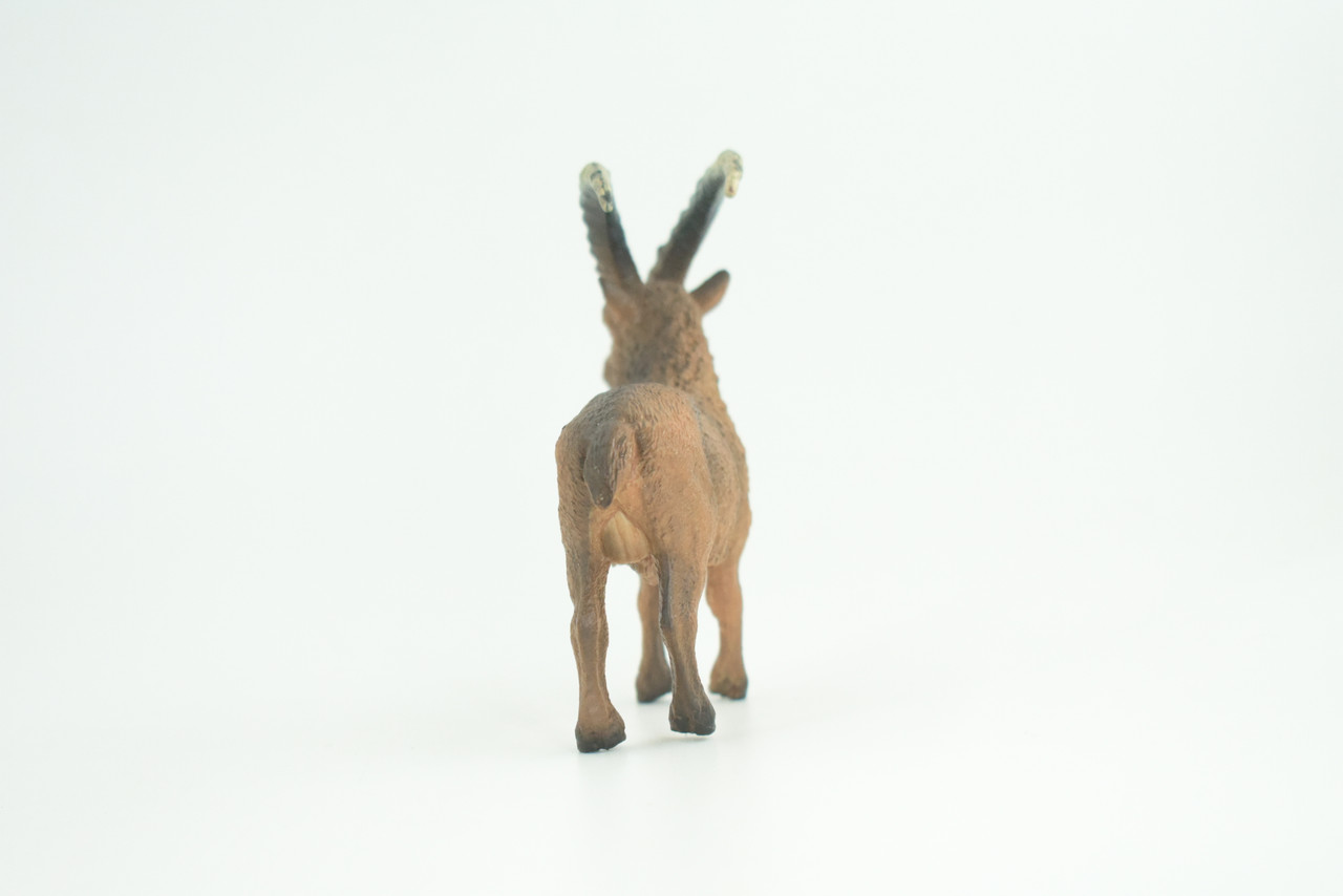 Alpine ibex Mountain Goat, Hand Painted, Museum Quality, Educational, Rubber Animal, Very Realistic Goat, Diorama, Toy, Kids, Gift,   3 1/2 Inches.  CH856 BB198  