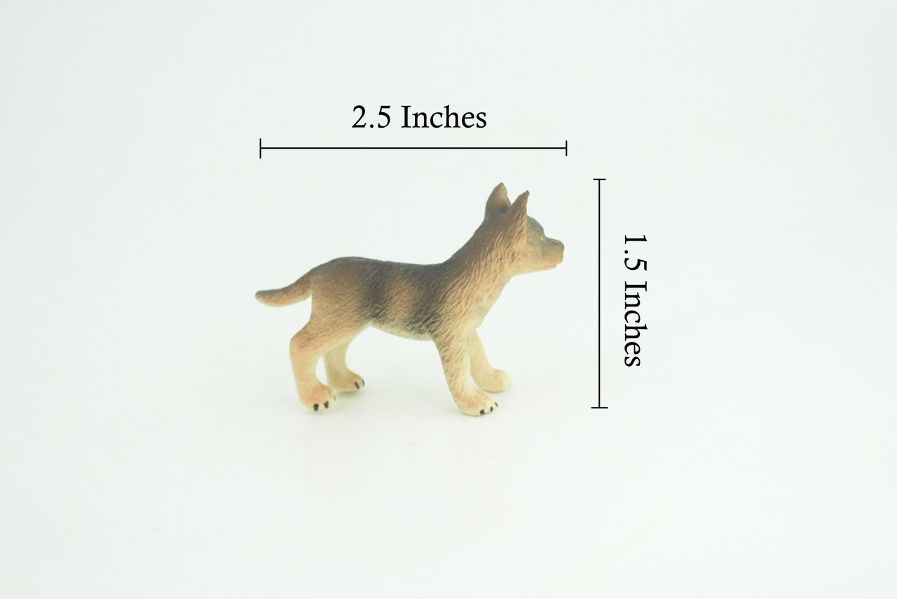 German Shepherd Dog, Puppy, Rubber Canine, Hand Painted, Educational, Realistic, K9, Diorama, Figure, Toys, Kids, Gift, 2 1/2 Inches. CH861 BB199