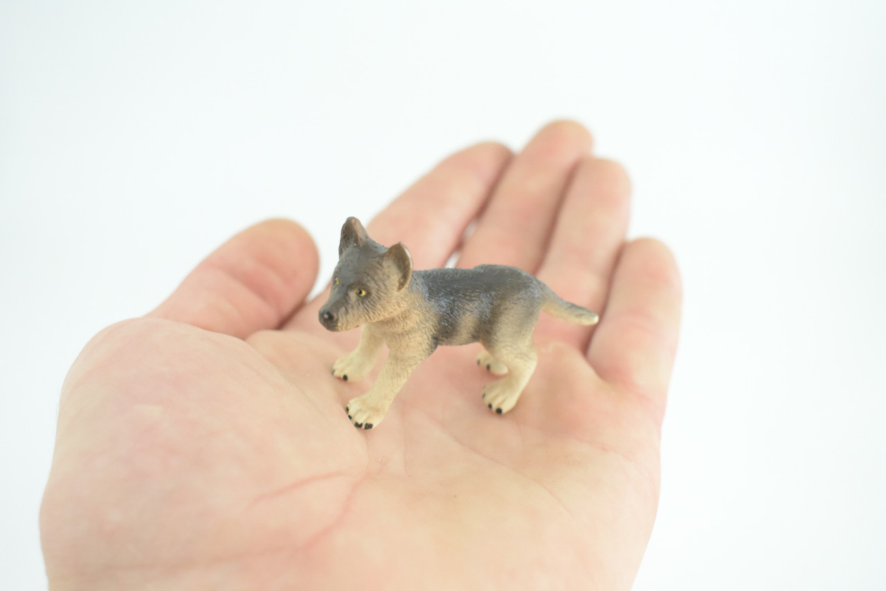 German Shepherd Dog, Puppy, Rubber Canine, Hand Painted, Educational, Realistic, K9, Diorama, Figure, Toys, Kids, Gift, 2 1/2 Inches. CH861 BB199