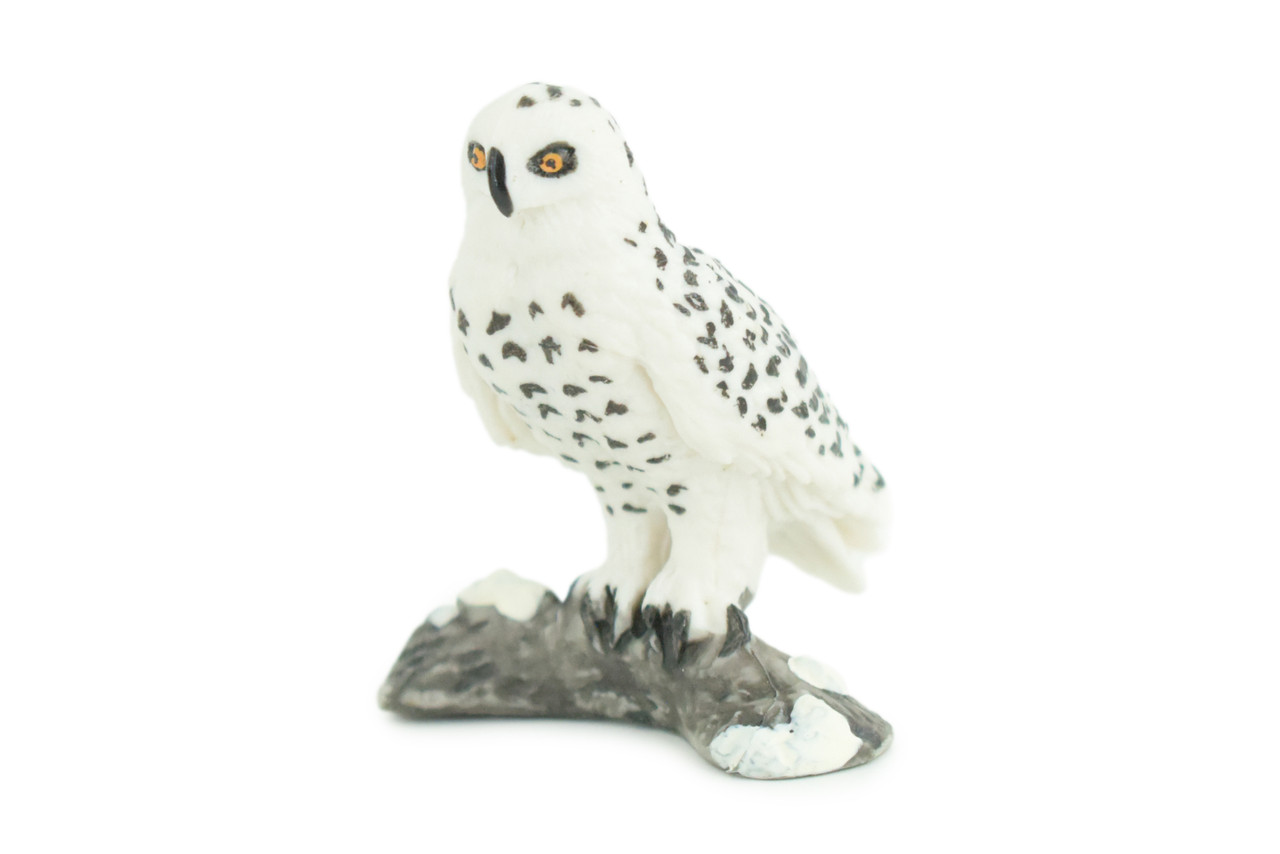 Snowy Owl, Hand Painted, Museum Quality, Educational, Raptor, Realistic Bird of Prey, Rubber, Diorama, Toys, Kids, Gift, 2 1/4 Inches. CH872 BB199
