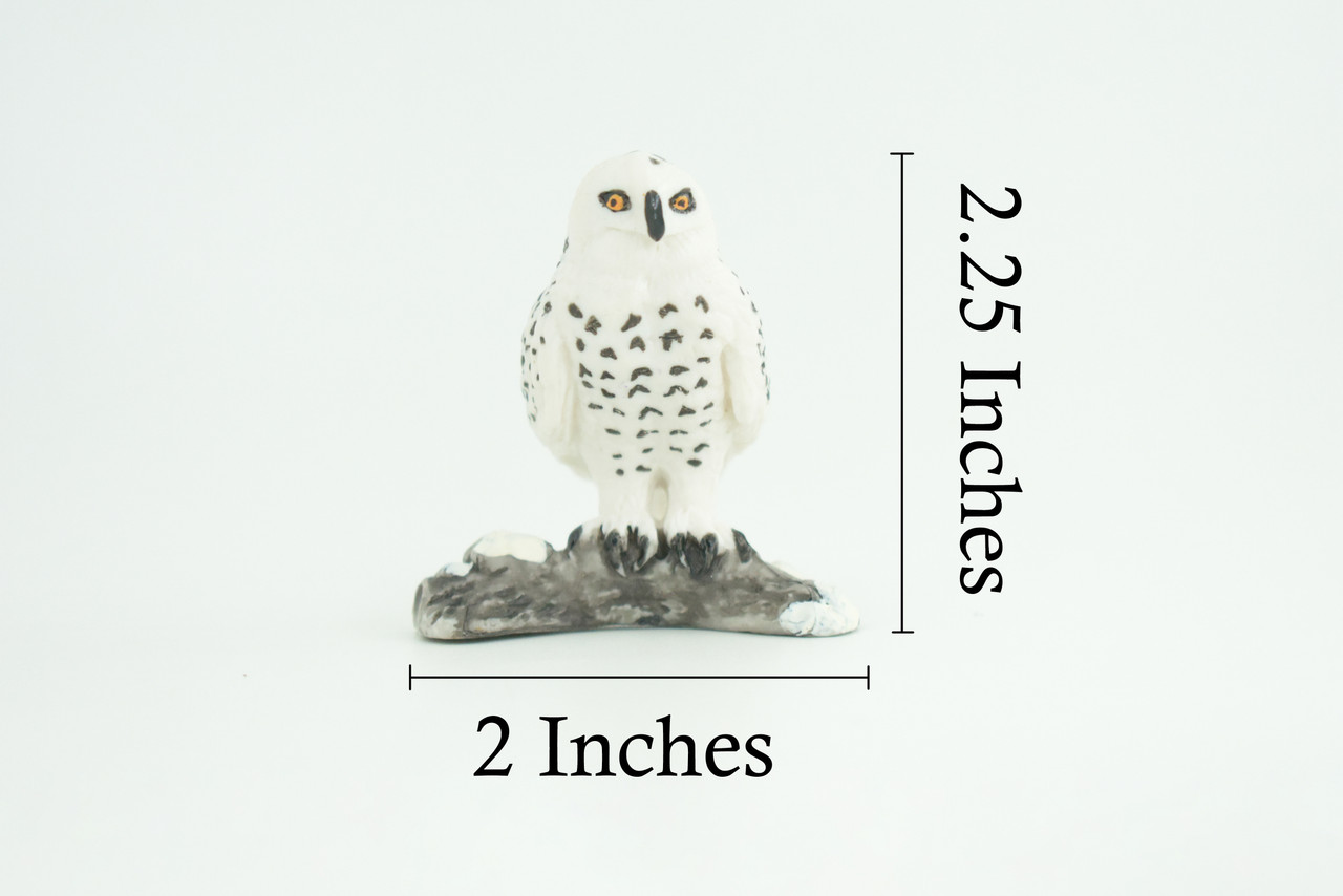 Snowy Owl, Hand Painted, Museum Quality, Educational, Raptor, Realistic Bird of Prey, Rubber, Diorama, Toys, Kids, Gift, 2 1/4 Inches. CH872 BB199