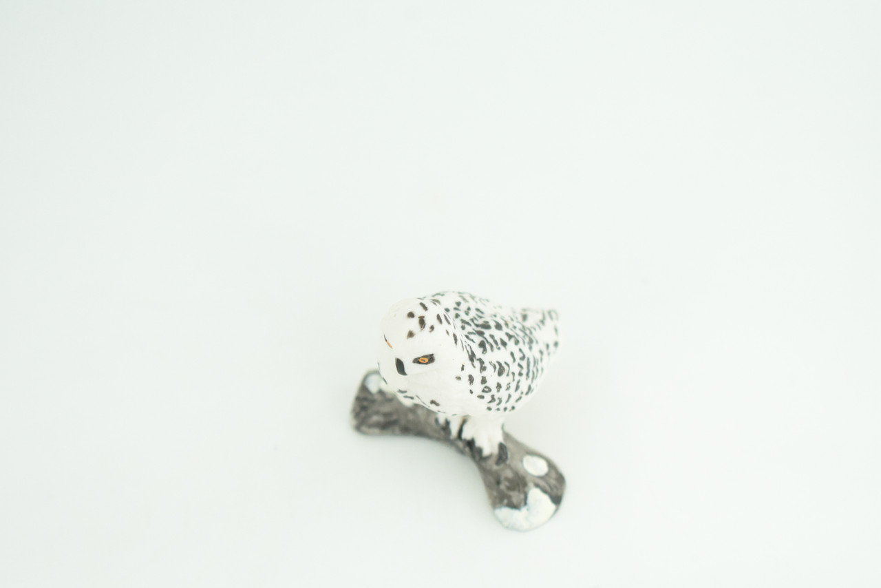 Snowy Owl, Hand Painted, Museum Quality, Educational, Raptor, Realistic Bird of Prey, Rubber, Diorama, Toys, Kids, Gift,     2 1/4 Inches.    CH872 BB199