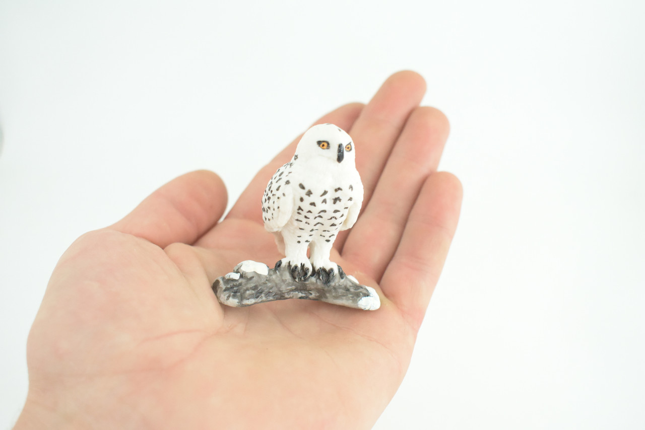 Snowy Owl, Hand Painted, Museum Quality, Educational, Raptor, Realistic Bird of Prey, Rubber, Diorama, Toys, Kids, Gift, 2 1/4 Inches. CH872 BB199