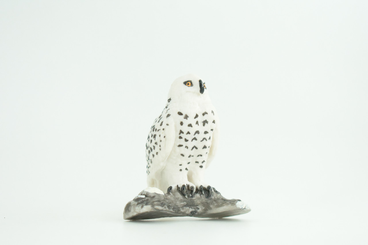Snowy Owl, Hand Painted, Museum Quality, Educational, Raptor, Realistic Bird of Prey, Rubber, Diorama, Toys, Kids, Gift,     2 1/4 Inches.    CH872 BB199