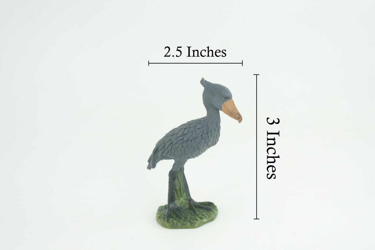 Shoebill Stork, Hand Painted, Museum Quality, Educational, Raptor, Realistic Africa Bird of Prey, Rubber, Diorama, Toys, Kids, Gift, 3 Inches. CH873 BB199