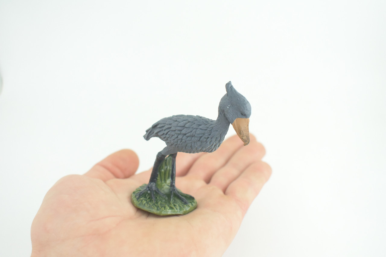 Shoebill Stork, Hand Painted, Museum Quality, Educational, Raptor, Realistic Africa Bird of Prey, Rubber, Diorama, Toys, Kids, Gift, 3 Inches. CH873 BB199