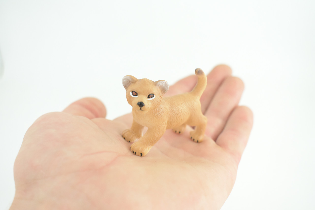  Mountain Lion, Puma Cub, Baby, Museum Quality, Hand Painted, Rubber Animal, Educational, Realistic, Figure, Toy, Kids, Replica, Gift, 2 Inches. CH874 BB199