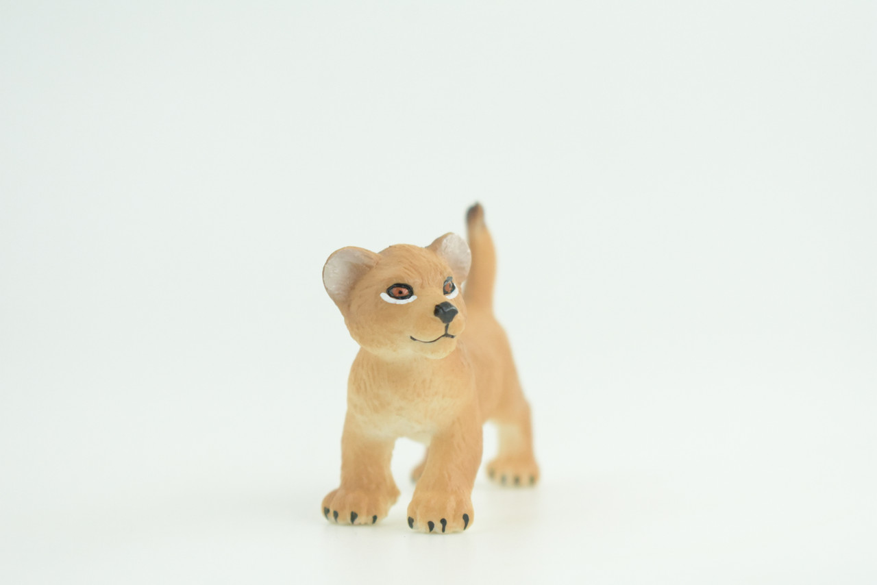 Mountain Lion, Puma Cub, Baby, Museum Quality, Hand Painted, Rubber Animal, Educational, Realistic, Figure, Toy, Kids, Replica, Gift,    2 Inches.  CH874 BB199