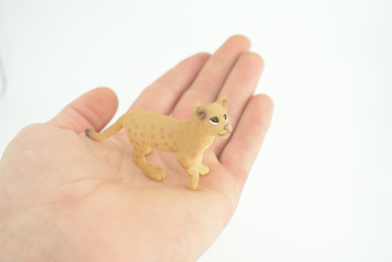 Mountain Lion, Puma Cub, Baby, Museum Quality, Hand Painted, Rubber Animal, Educational, Realistic, Figure, Toy, Kids, Replica, Gift, 3 Inches. CH875 BB199