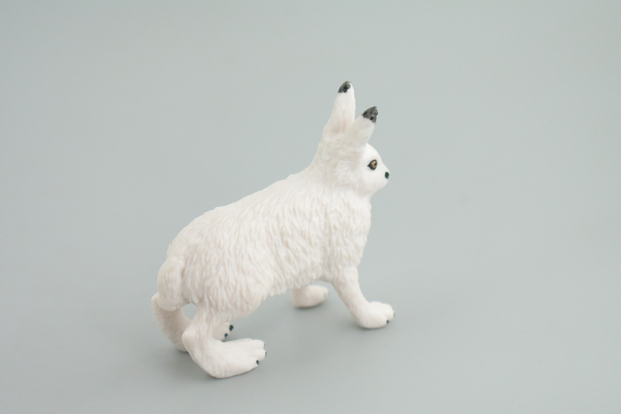 Rabbit, Arctic Hare, Hand Painted, Museum Quality, Rubber Animal, Educational, Realistic, Figure, Toy, Kids, Replica, Gift,    2 1/2 Inches.  CH876 BB199