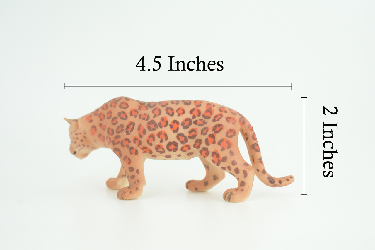 Leopard, Hand Painted, Museum Quality, Rubber Animal, Educational, Realistic, Big Cat Figure, Toy, Kids, Replica, Gift, 4 1/2 Inches. CH880 BB200