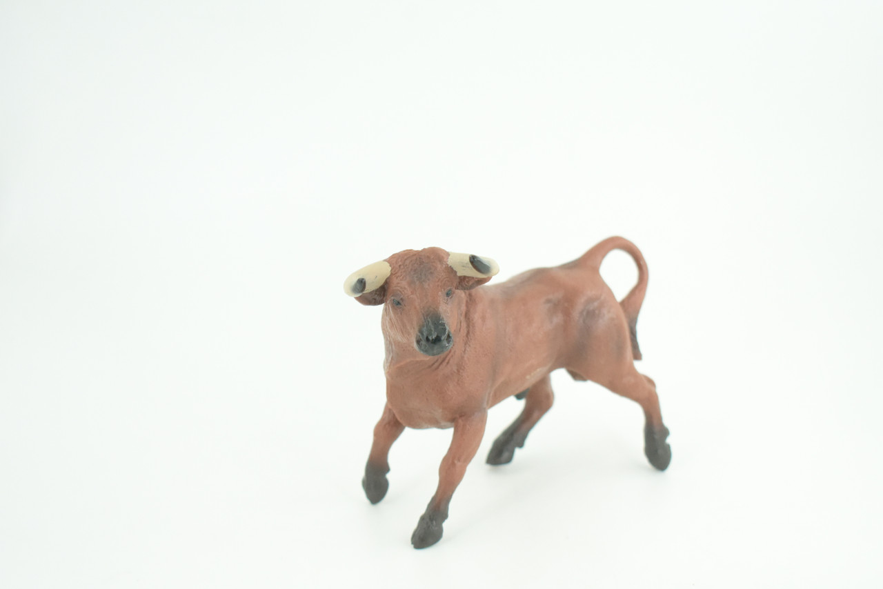 Bull, Spanish Bullfighting Bull, Hand Painted, Museum Quality, Solid Rubber Animal, Educational, Realistic, Figure, Toy, Kids, Replica, Gift,   5 Inches.  CH887 BB201