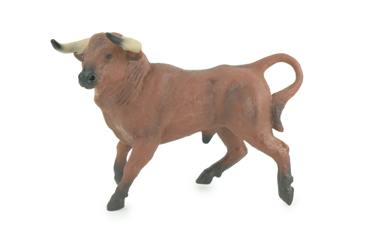 Bull, Spanish Bullfighting Bull, Hand Painted, Museum Quality, Solid Rubber Animal, Educational, Realistic, Figure, Toy, Kids, Replica, Gift, 5 Inches. CH887 BB201