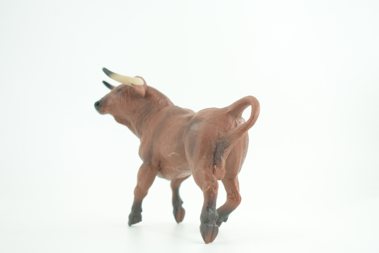 Bull, Spanish Bullfighting Bull, Hand Painted, Museum Quality, Solid Rubber Animal, Educational, Realistic, Figure, Toy, Kids, Replica, Gift,   5 Inches.  CH887 BB201