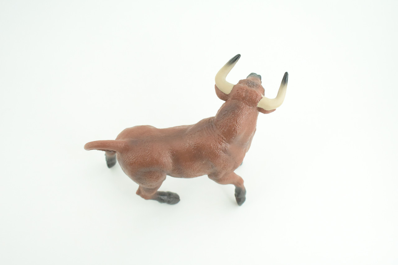Bull, Spanish Bullfighting Bull, Hand Painted, Museum Quality, Solid Rubber Animal, Educational, Realistic, Figure, Toy, Kids, Replica, Gift,   5 Inches.  CH887 BB201