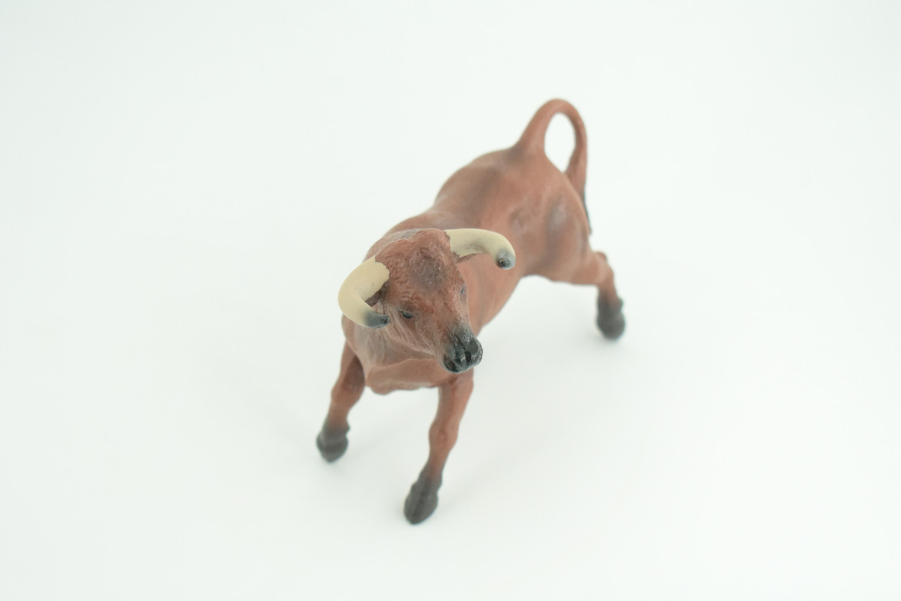 Bull, Spanish Bullfighting Bull, Hand Painted, Museum Quality, Solid Rubber Animal, Educational, Realistic, Figure, Toy, Kids, Replica, Gift,   5 Inches.  CH887 BB201