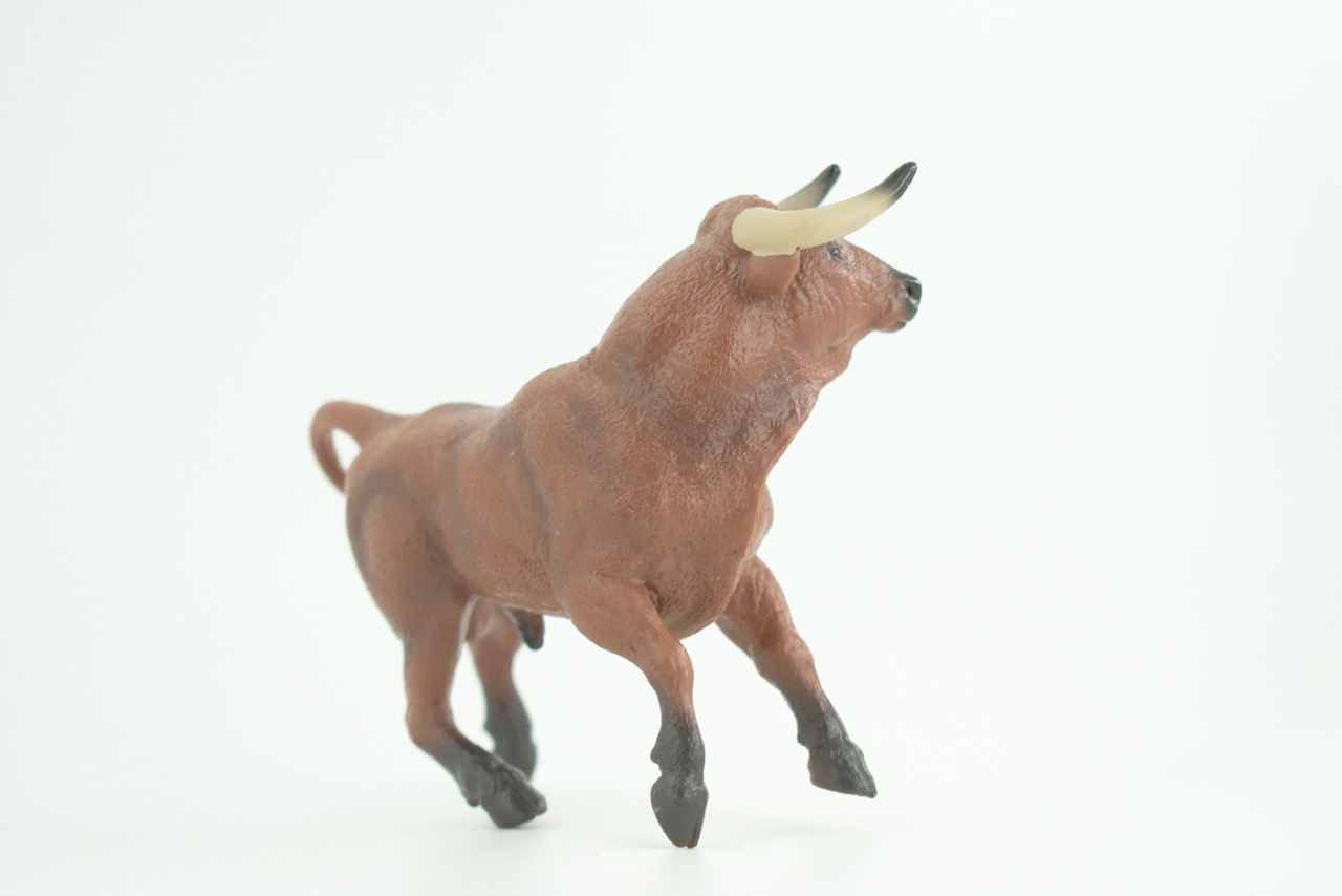 Bull, Spanish Bullfighting Bull, Hand Painted, Museum Quality, Solid Rubber Animal, Educational, Realistic, Figure, Toy, Kids, Replica, Gift,   5 Inches.  CH887 BB201