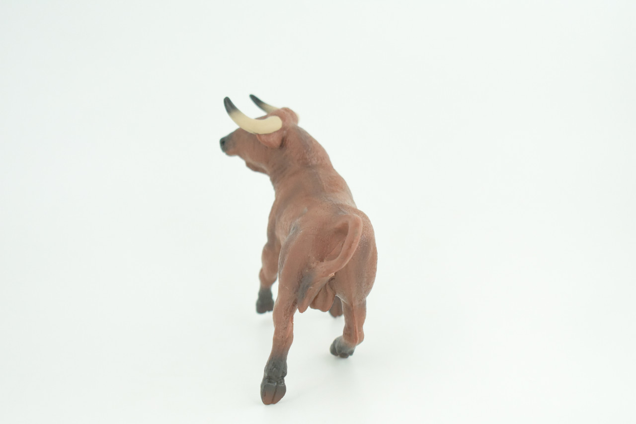 Bull, Spanish Bullfighting Bull, Hand Painted, Museum Quality, Solid Rubber Animal, Educational, Realistic, Figure, Toy, Kids, Replica, Gift,   5 Inches.  CH887 BB201