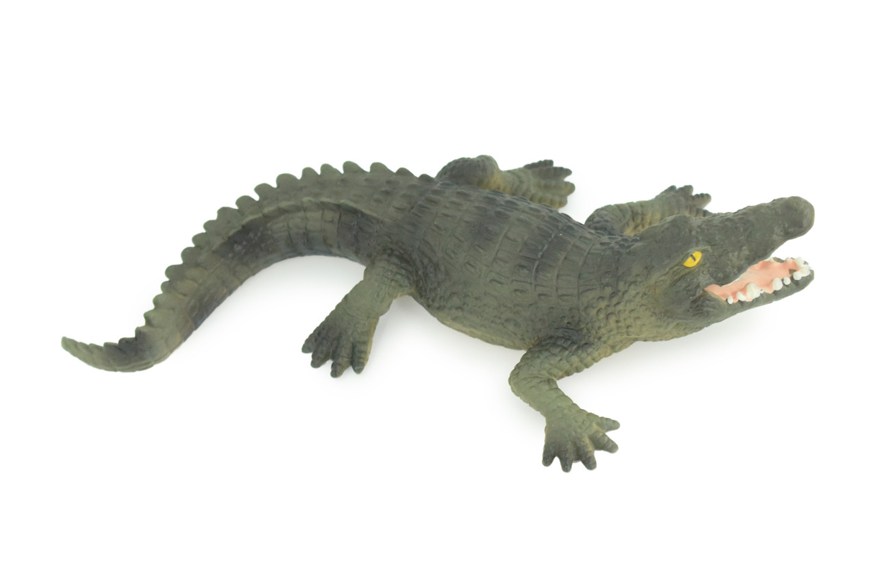 Alligator, American, Hand Painted, Museum Quality, Solid Rubber Animal, Educational, Realistic, Figure, Toy, Kids, Replica, Gift, 7 Inches. CH888 BB202
