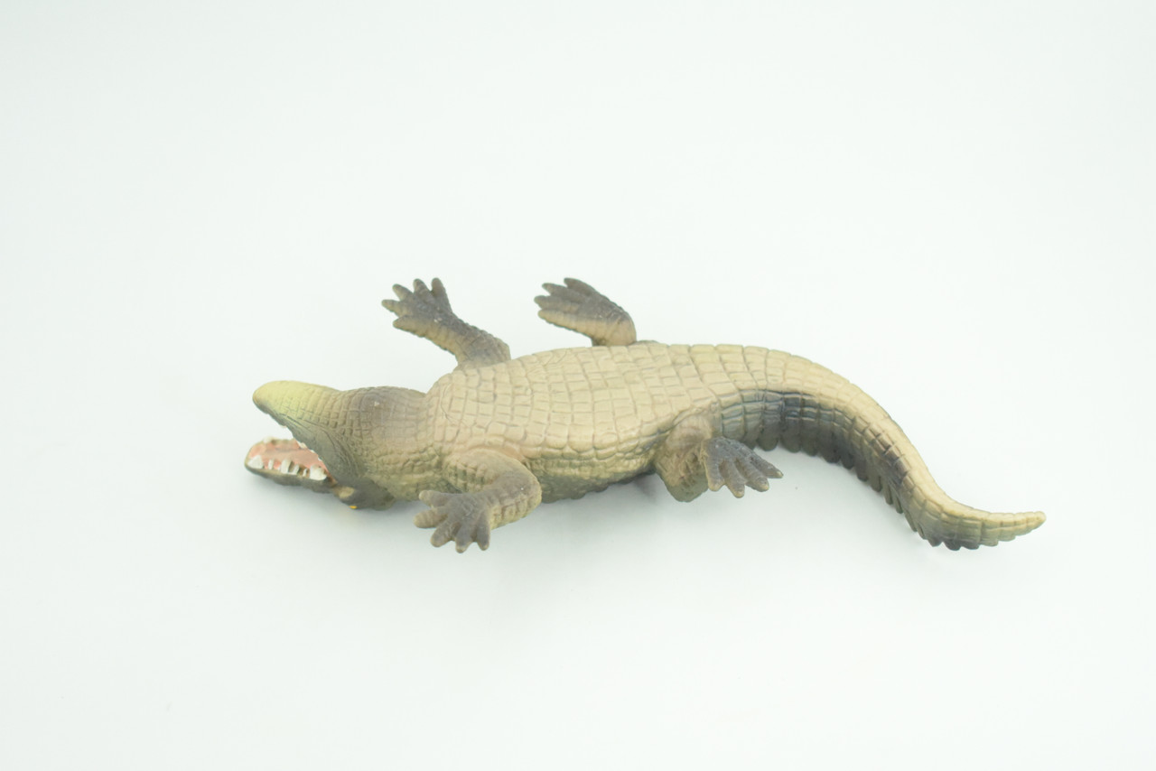 Alligator, American, Hand Painted, Museum Quality, Solid Rubber Animal, Educational, Realistic, Figure, Toy, Kids, Replica, Gift,   7 Inches.  CH888 BB202