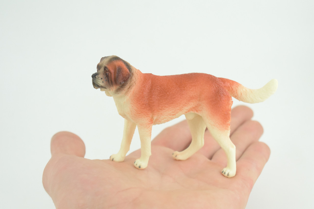 Saint Bernard Dog, Hand Painted, Educational, Museum Quality, Realistic, Rubber Canine, K9, Diorama, Figure, Toys, Kids, Gift, 5 Inches. CH889 BB202