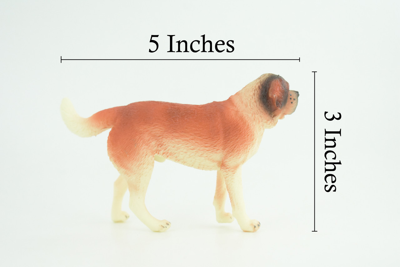 Saint Bernard Dog, Hand Painted, Educational, Museum Quality, Realistic, Rubber Canine, K9, Diorama, Figure, Toys, Kids, Gift, 5 Inches. CH889 BB202