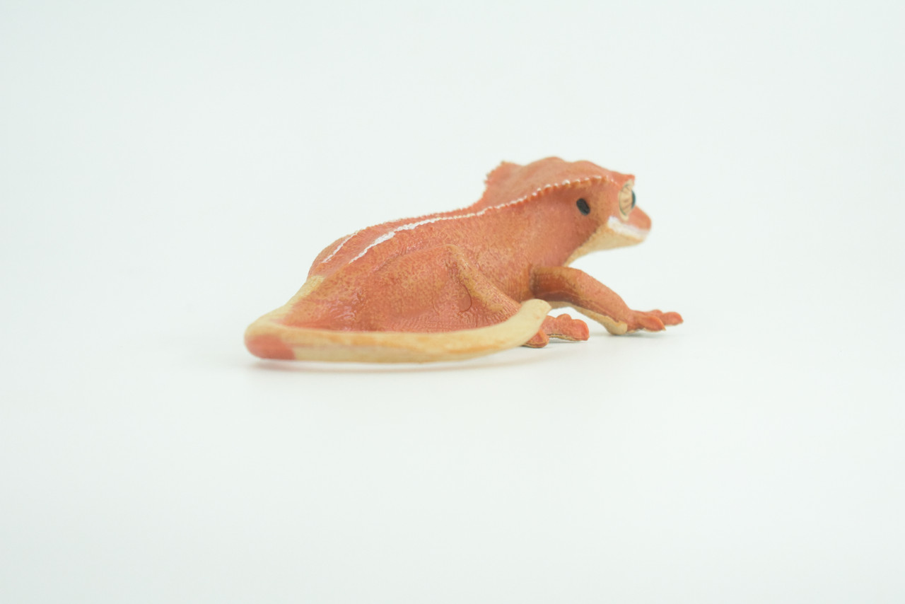 Crested Gecko, Eyelash Gecko, Museum Quality, Educational, Hand Painted, Rubber Lizard, Realistic Reptile, Diorama, Toy, Kids, Gift,   5 1/2 Inches.  CH902 BB202