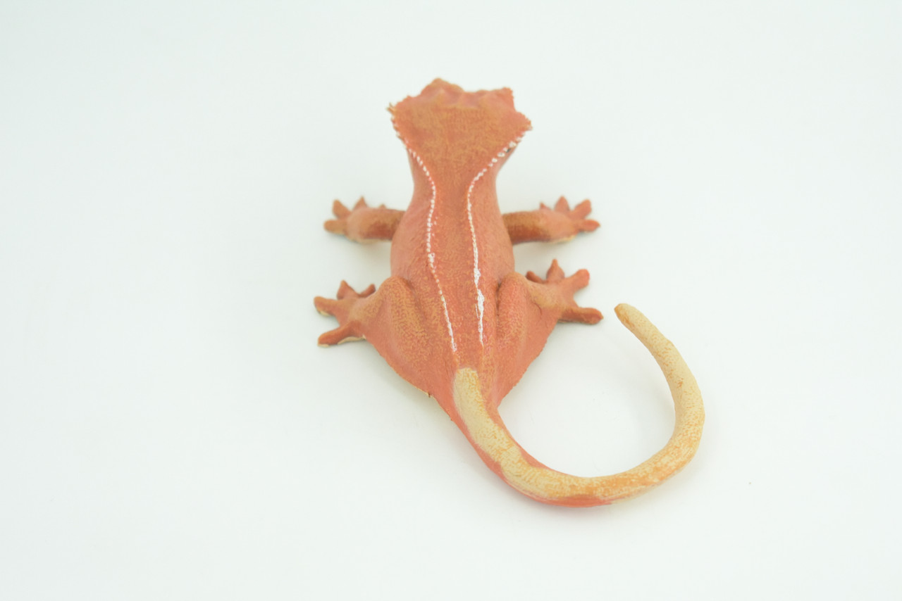 Crested Gecko, Eyelash Gecko, Museum Quality, Educational, Hand Painted, Rubber Lizard, Realistic Reptile, Diorama, Toy, Kids, Gift,   5 1/2 Inches.  CH902 BB202