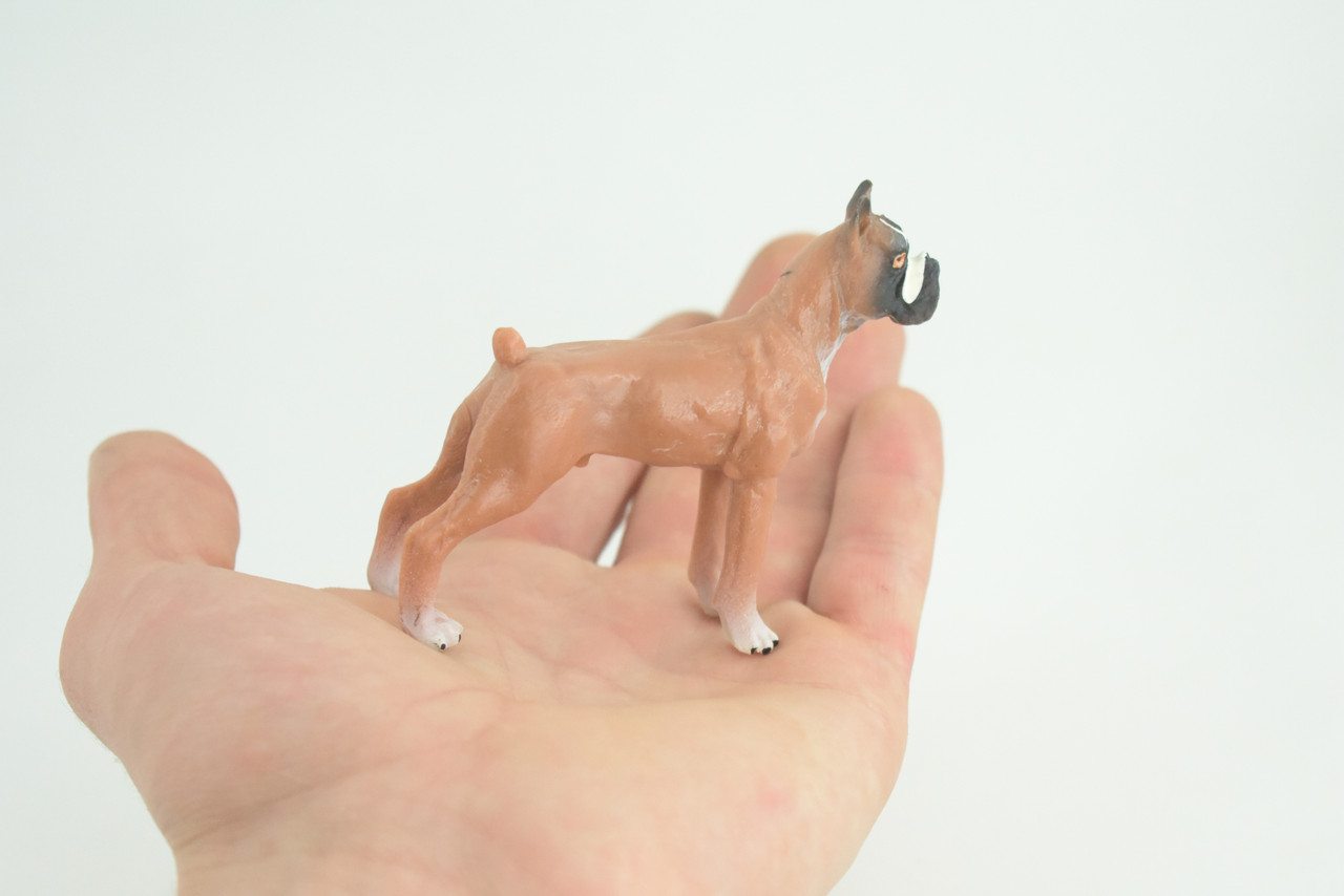 Boxer Dog, Hand Painted, Educational, Museum Quality, Realistic, Rubber Canine, K9, Diorama, Figure, Toys, Kids, Gift, 3 1/2 Inches. CH908 BB203
