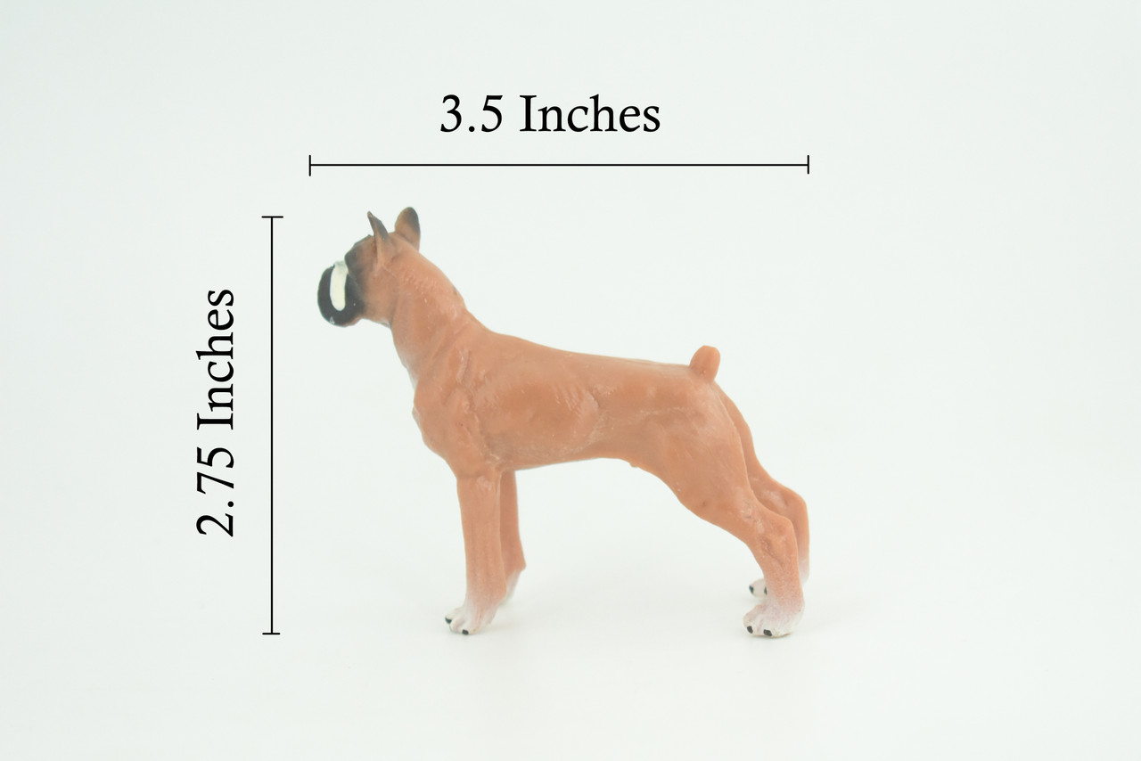 Boxer Dog, Hand Painted, Educational, Museum Quality, Realistic, Rubber Canine, K9, Diorama, Figure, Toys, Kids, Gift, 3 1/2 Inches. CH908 BB203