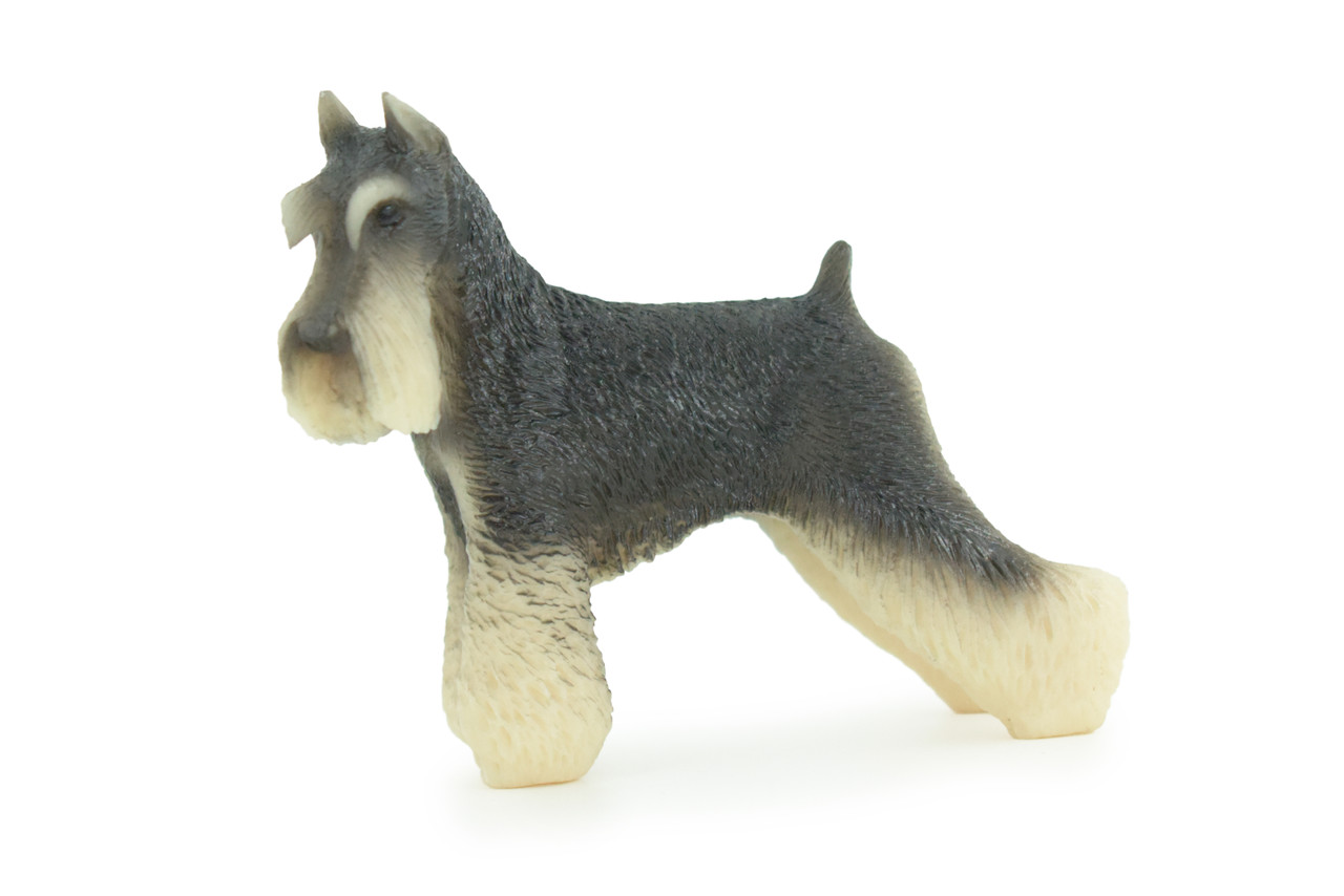 Schnauzer Dog, Hand Painted, Educational, Museum Quality, Realistic, Rubber Canine, K9, Diorama, Figure, Toys, Kids, Gift, 3 1/2 Inches. CH909 BB203