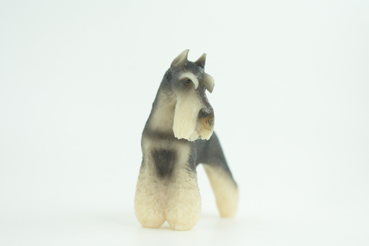 Schnauzer Dog, Hand Painted, Educational, Museum Quality, Realistic, Rubber Canine, K9, Diorama, Figure, Toys, Kids, Gift,  3 1/2 Inches. CH909 BB203