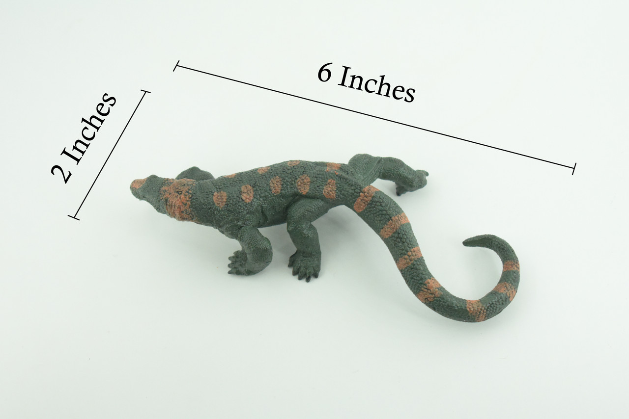 Komodo Dragon, Hand Painted, Educational, Museum Quality, Realistic, Rubber, Reptile, Lizard, Diorama, Figure, Toys, Kids, Gift, 6 Inches. CH913 BB203