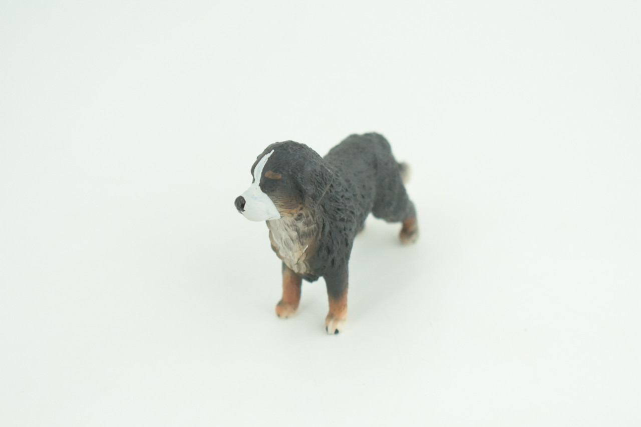 Bernese Mountain Dog, Hand Painted, Educational, Museum Quality, Realistic, Rubber Canine, K9, Diorama, Figure, Toys, Kids, Gift,  3 Inches. CH915 BB204