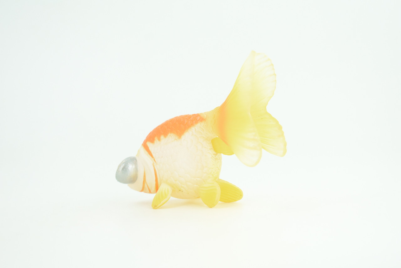 Goldfish, Bubble Eye, Museum Quality, Hand Painted, Rubber, Realistic Figure, Model, Replica, Toy, Kids, Educational, Gift,      3 Inches.      CH931 BB204